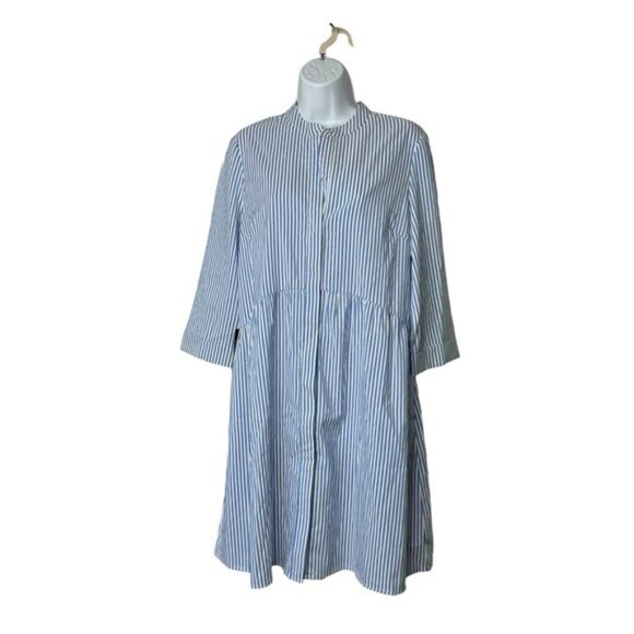 Tuckernuck NEW Blue Stripe Button Down 3/4 Sleeve Royal Shirt Dress Size XS - Picture 4 of 11